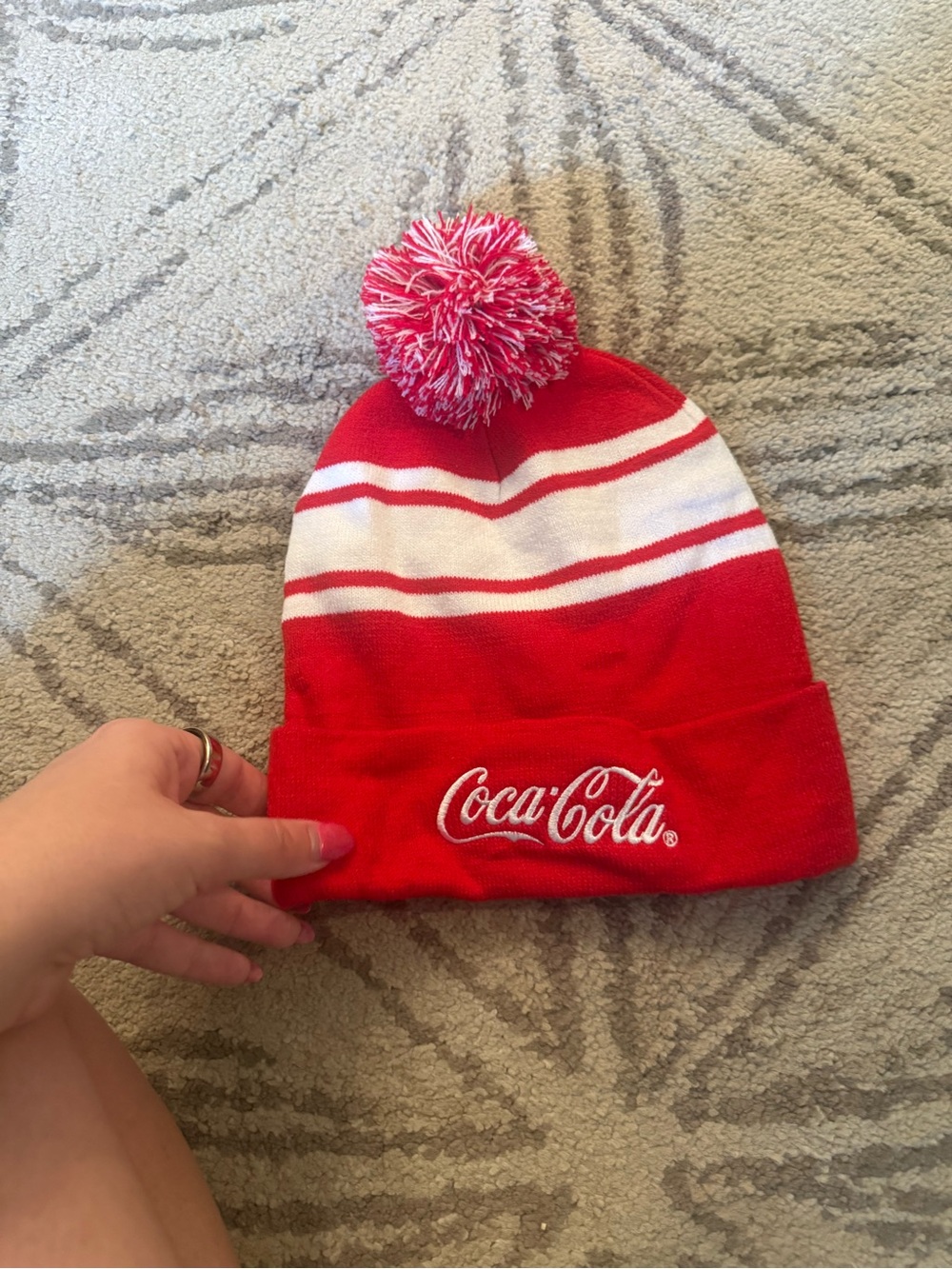 Coca-Cola Red & White Knit Pom Beanie